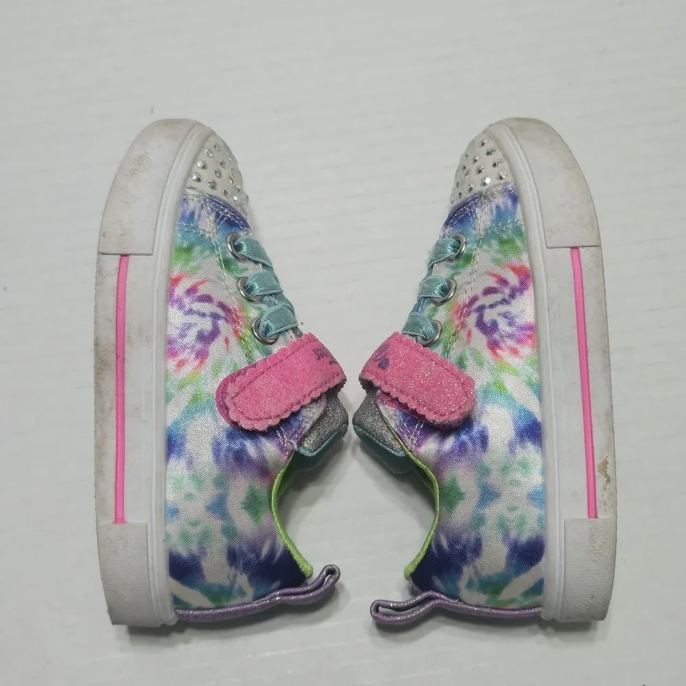 Twinkle Toes Light-Up Skechers Tie-Dye Shoes Strap Sneakers Girls‎ Sz 7 314841N